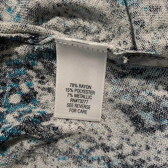 Dana Buchman Wm LS Button Front Blue Gray Animal Print Cardigan Sequins Size S - Picture 8 of 9